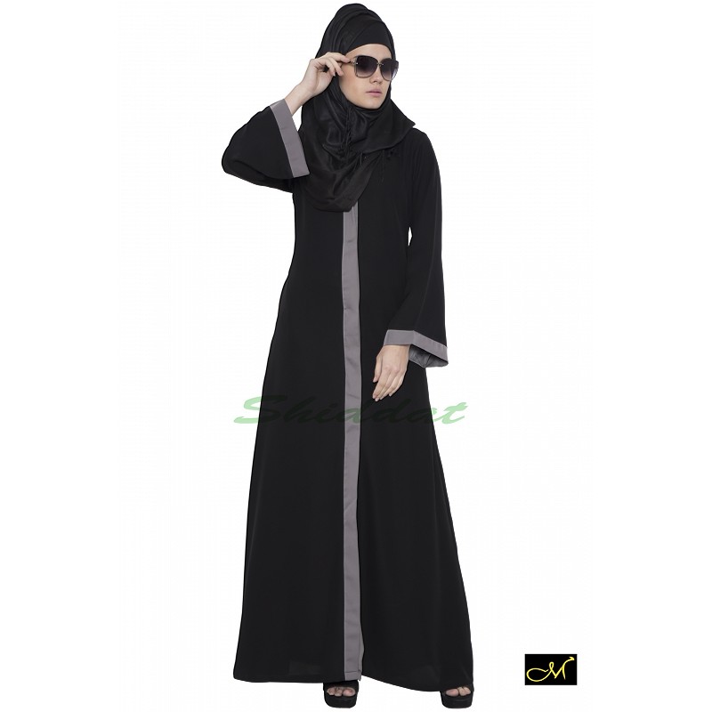 black abaya open front